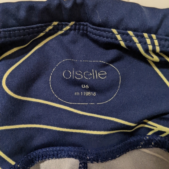 Oiselle blue yellow geometric leggings size 6 - Picture 11 of 11